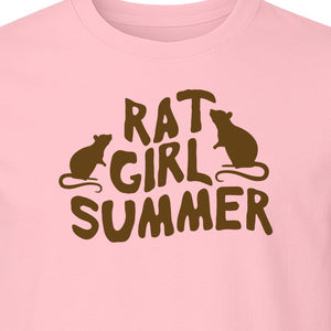 Rat Girl Summer T-Shirt, Funny Rodent Silhouettes Graphic for Pet Owners and Animal Enthusiasts