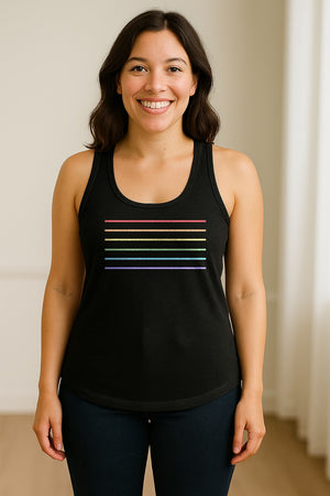 Rainbow Stripe Pride Women's Racerback Tank Top for LGBTQ Celebrations and Everyday Wear