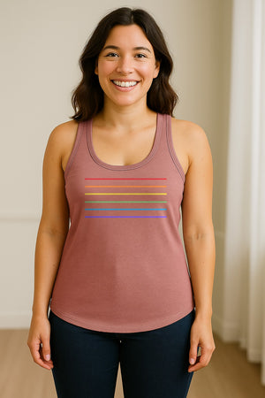 Rainbow Stripe Pride Women's Racerback Tank Top for LGBTQ Celebrations and Everyday Wear