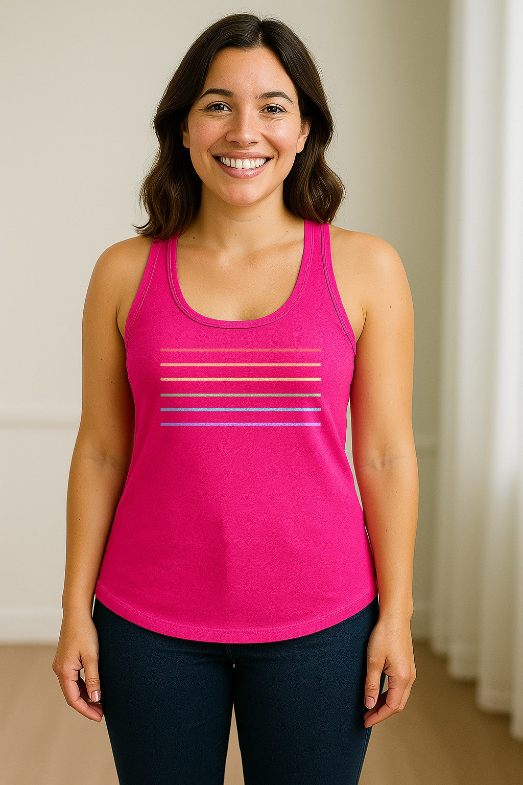 Rainbow Stripe Pride Women's Racerback Tank Top for LGBTQ Celebrations and Everyday Wear