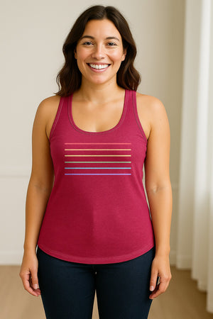 Rainbow Stripe Pride Women's Racerback Tank Top for LGBTQ Celebrations and Everyday Wear