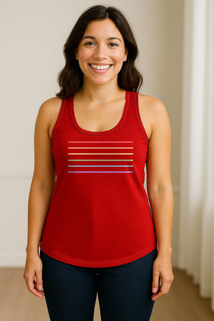 Rainbow Stripe Pride Women's Racerback Tank Top for LGBTQ Celebrations and Everyday Wear