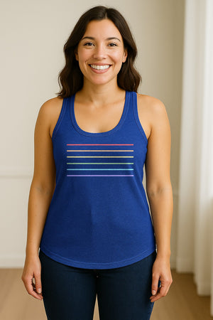 Rainbow Stripe Pride Women's Racerback Tank Top for LGBTQ Celebrations and Everyday Wear