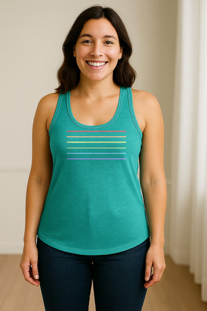 Rainbow Stripe Pride Women's Racerback Tank Top for LGBTQ Celebrations and Everyday Wear