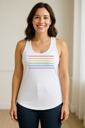 Rainbow Stripe Pride Women's Racerback Tank Top for LGBTQ Celebrations and Everyday Wear