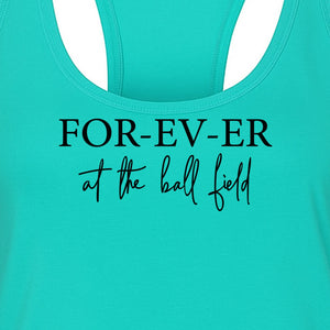 Baseball Mom Women's Racerback Tank Top, Forever at the Ball Field Game Day Design
