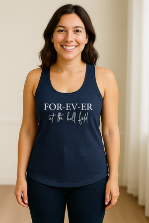 Baseball Mom Women's Racerback Tank Top, Forever at the Ball Field Game Day Design
