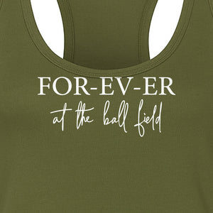 Baseball Mom Women's Racerback Tank Top, Forever at the Ball Field Game Day Design