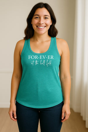 Baseball Mom Women's Racerback Tank Top, Forever at the Ball Field Game Day Design