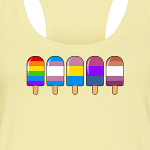 Rainbow Ice Pop Pride Women's Racerback Tank Top for LGBTQIA+ Parades and Everyday Wear
