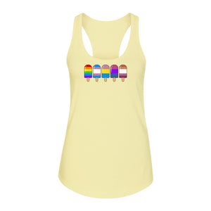 Rainbow Ice Pop Pride Women's Racerback Tank Top for LGBTQIA+ Parades and Everyday Wear