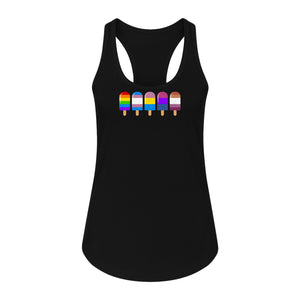 Rainbow Ice Pop Pride Women's Racerback Tank Top for LGBTQIA+ Parades and Everyday Wear