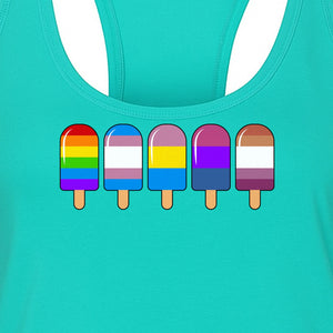 Rainbow Ice Pop Pride Women's Racerback Tank Top for LGBTQIA+ Parades and Everyday Wear