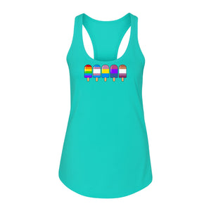 Rainbow Ice Pop Pride Women's Racerback Tank Top for LGBTQIA+ Parades and Everyday Wear