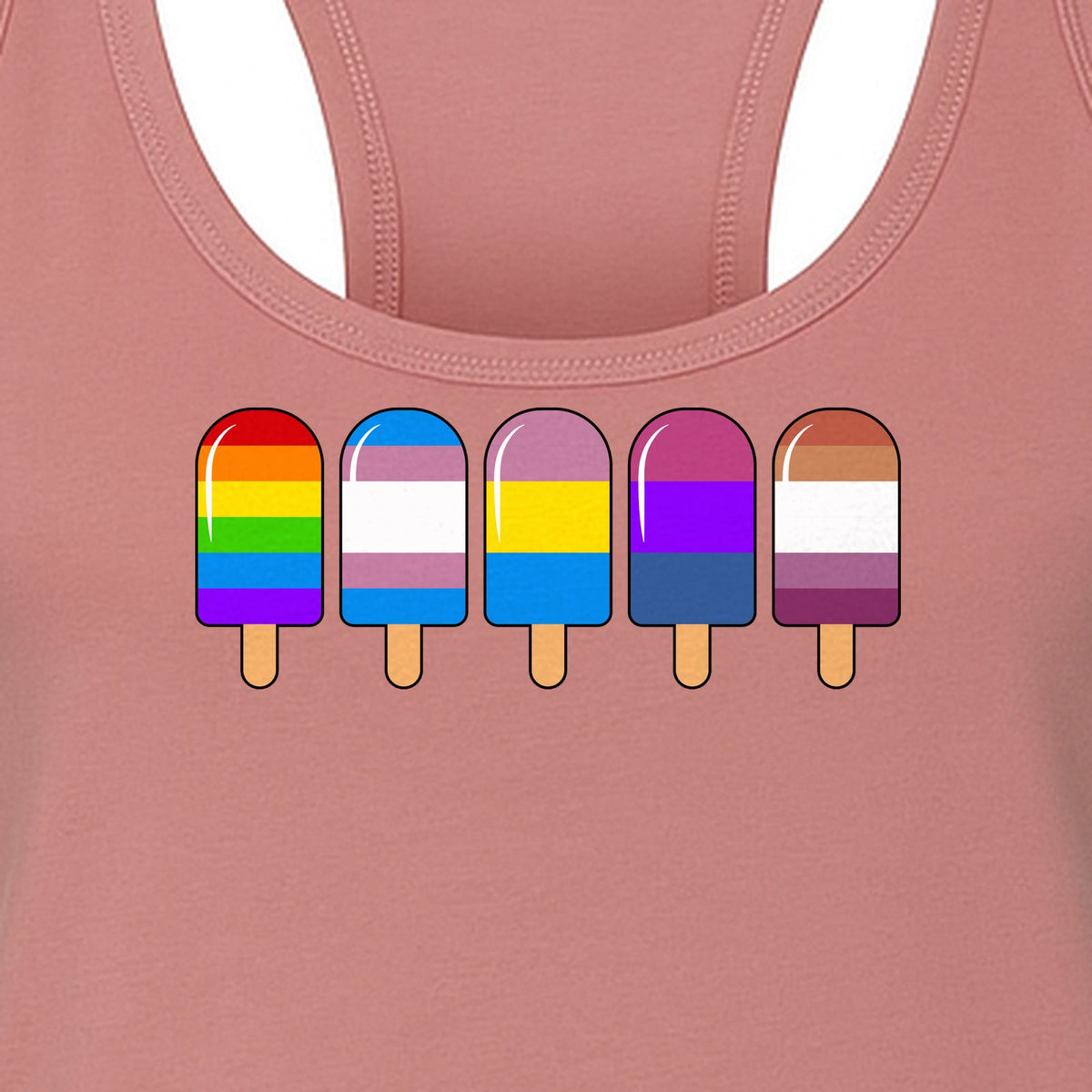 Rainbow Ice Pop Pride Women's Racerback Tank Top for LGBTQIA+ Parades and Everyday Wear