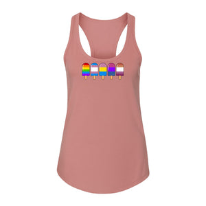 Rainbow Ice Pop Pride Women's Racerback Tank Top for LGBTQIA+ Parades and Everyday Wear