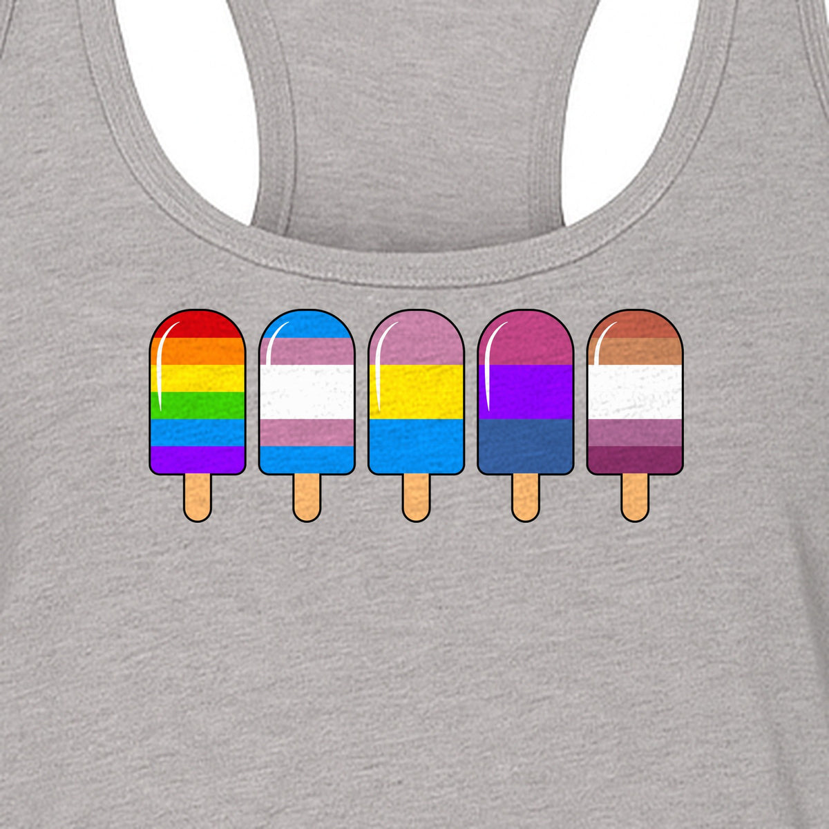 Rainbow Ice Pop Pride Women's Racerback Tank Top for LGBTQIA+ Parades and Everyday Wear