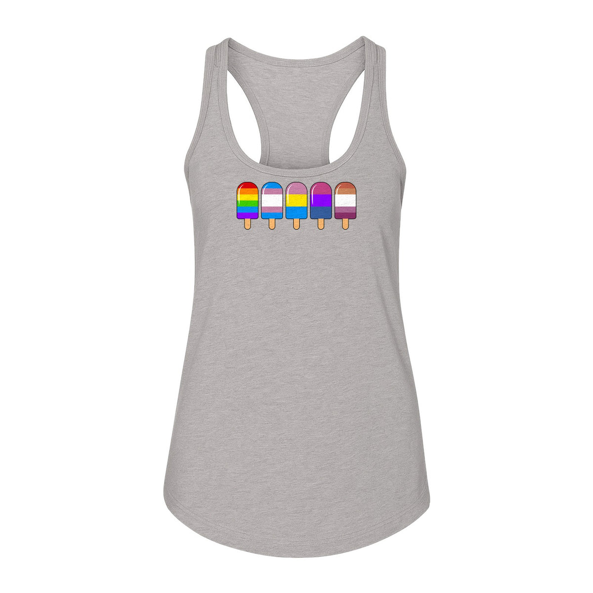 Rainbow Ice Pop Pride Women's Racerback Tank Top for LGBTQIA+ Parades and Everyday Wear