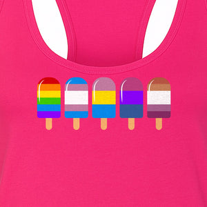 Rainbow Ice Pop Pride Women's Racerback Tank Top for LGBTQIA+ Parades and Everyday Wear
