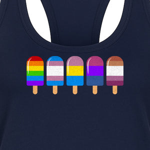 Rainbow Ice Pop Pride Women's Racerback Tank Top for LGBTQIA+ Parades and Everyday Wear