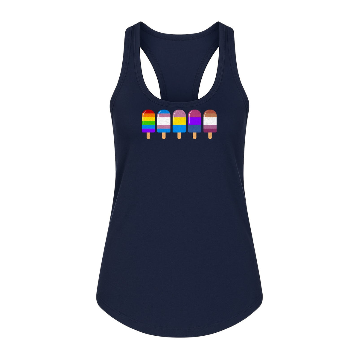 Rainbow Ice Pop Pride Women's Racerback Tank Top for LGBTQIA+ Parades and Everyday Wear