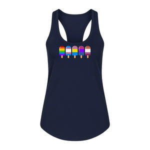 Rainbow Ice Pop Pride Women's Racerback Tank Top for LGBTQIA+ Parades and Everyday Wear