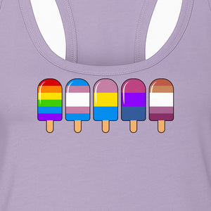Rainbow Ice Pop Pride Women's Racerback Tank Top for LGBTQIA+ Parades and Everyday Wear
