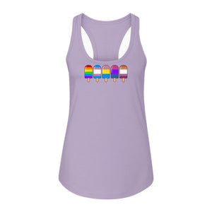 Rainbow Ice Pop Pride Women's Racerback Tank Top for LGBTQIA+ Parades and Everyday Wear