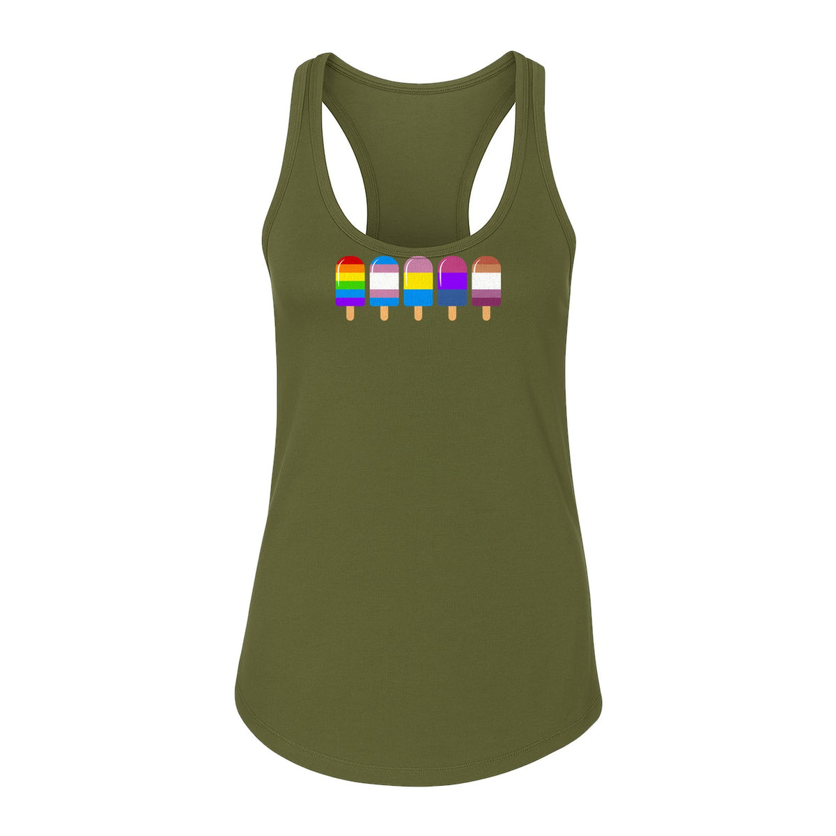 Rainbow Ice Pop Pride Women's Racerback Tank Top for LGBTQIA+ Parades and Everyday Wear
