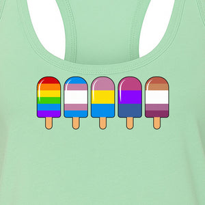 Rainbow Ice Pop Pride Women's Racerback Tank Top for LGBTQIA+ Parades and Everyday Wear