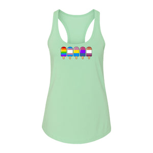 Rainbow Ice Pop Pride Women's Racerback Tank Top for LGBTQIA+ Parades and Everyday Wear
