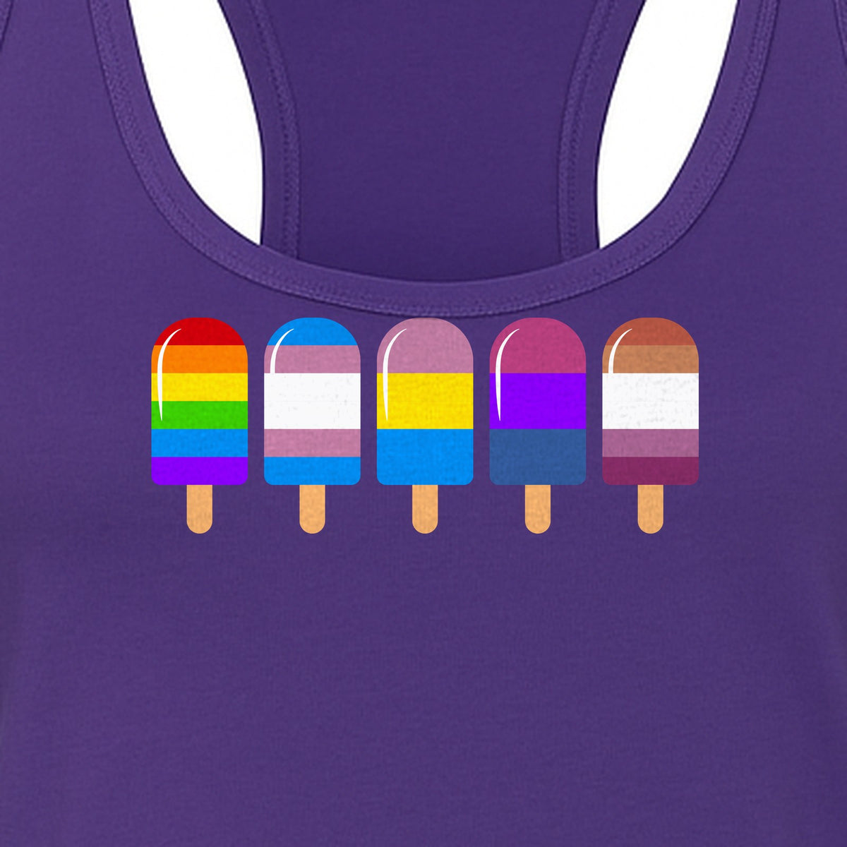Rainbow Ice Pop Pride Women's Racerback Tank Top for LGBTQIA+ Parades and Everyday Wear