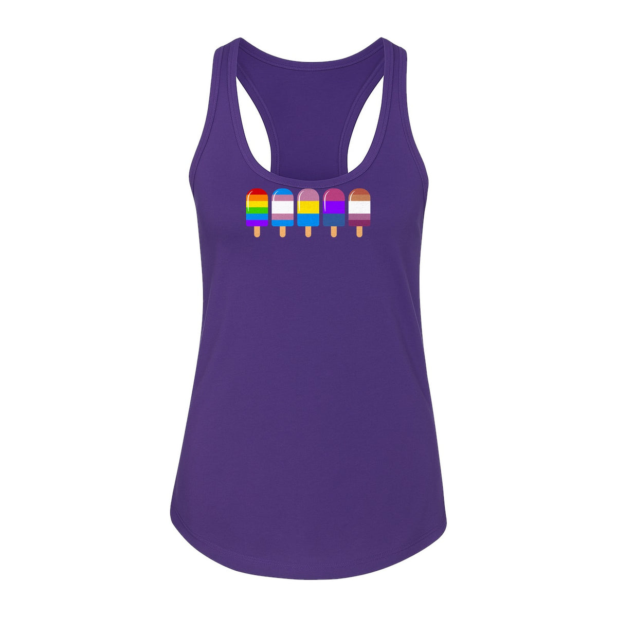 Rainbow Ice Pop Pride Women's Racerback Tank Top for LGBTQIA+ Parades and Everyday Wear
