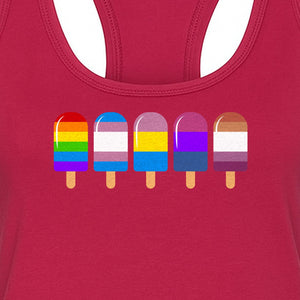 Rainbow Ice Pop Pride Women's Racerback Tank Top for LGBTQIA+ Parades and Everyday Wear