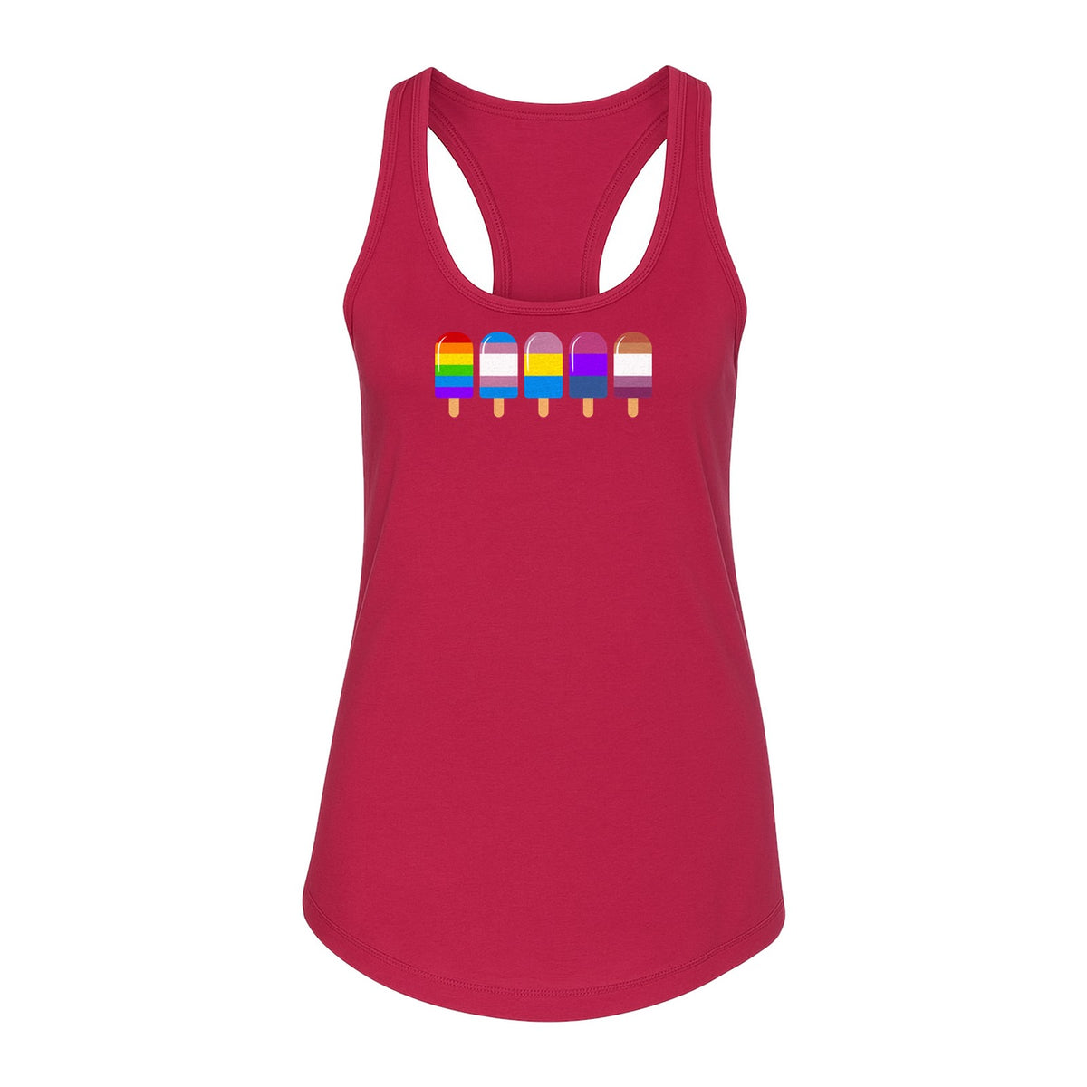 Rainbow Ice Pop Pride Women's Racerback Tank Top for LGBTQIA+ Parades and Everyday Wear