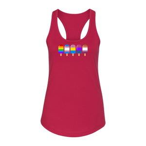 Rainbow Ice Pop Pride Women's Racerback Tank Top for LGBTQIA+ Parades and Everyday Wear