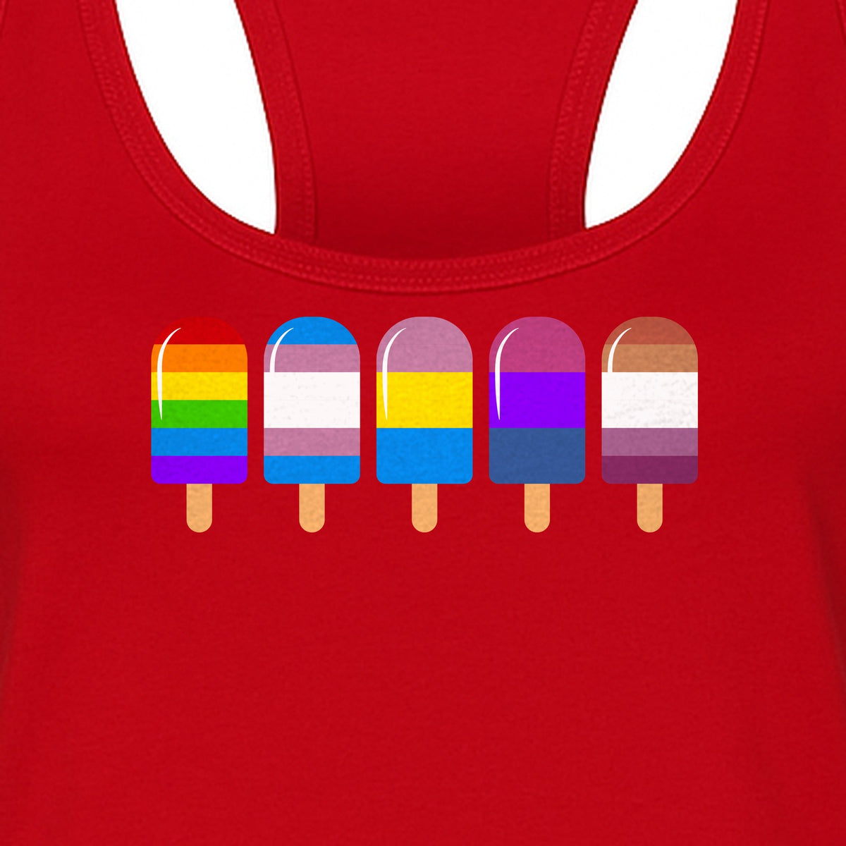 Rainbow Ice Pop Pride Women's Racerback Tank Top for LGBTQIA+ Parades and Everyday Wear