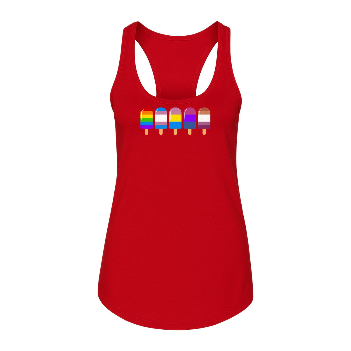 Rainbow Ice Pop Pride Women's Racerback Tank Top for LGBTQIA+ Parades and Everyday Wear
