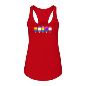 Rainbow Ice Pop Pride Women's Racerback Tank Top for LGBTQIA+ Parades and Everyday Wear