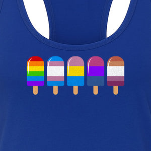 Rainbow Ice Pop Pride Women's Racerback Tank Top for LGBTQIA+ Parades and Everyday Wear