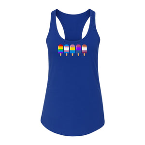 Rainbow Ice Pop Pride Women's Racerback Tank Top for LGBTQIA+ Parades and Everyday Wear