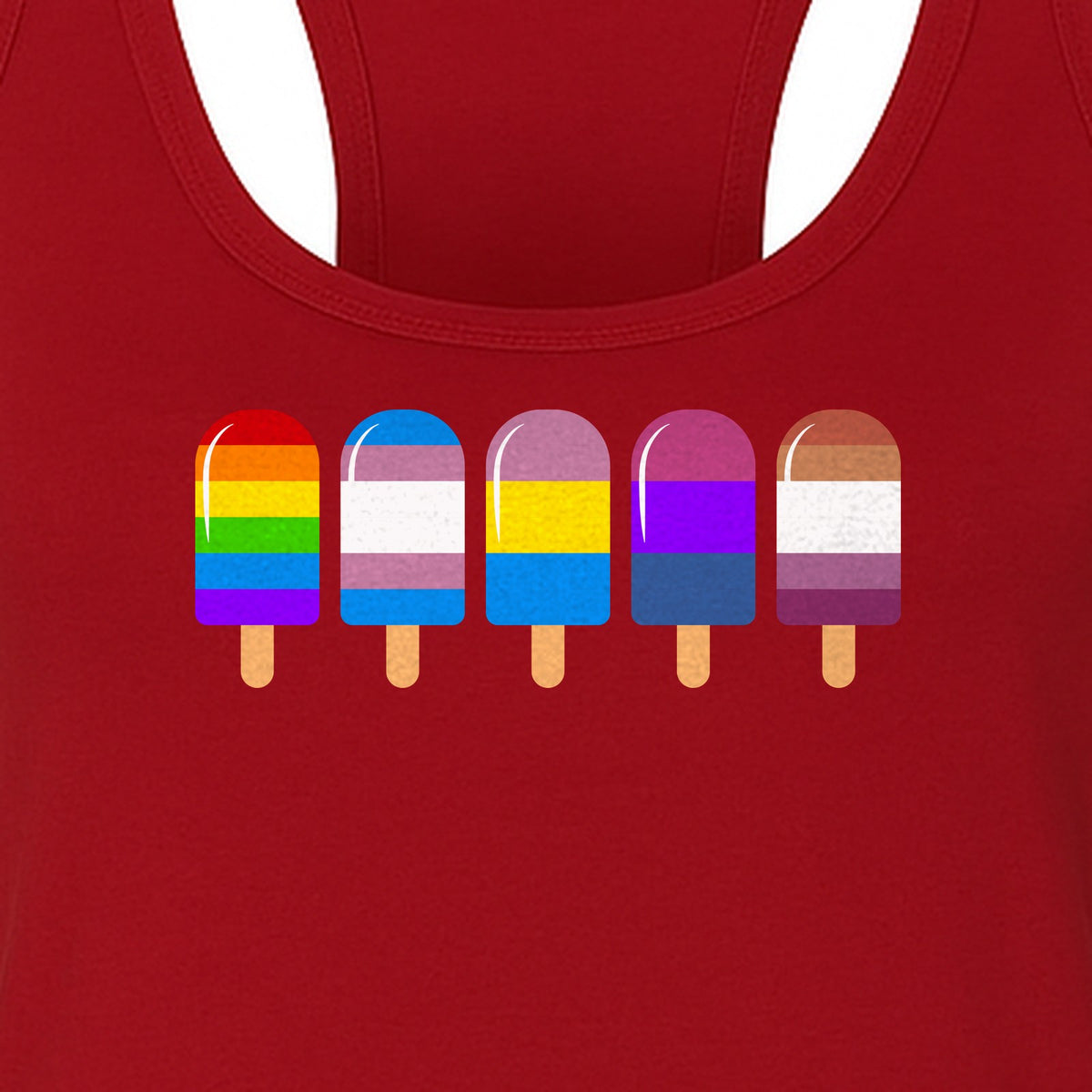 Rainbow Ice Pop Pride Women's Racerback Tank Top for LGBTQIA+ Parades and Everyday Wear