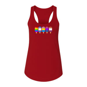 Rainbow Ice Pop Pride Women's Racerback Tank Top for LGBTQIA+ Parades and Everyday Wear