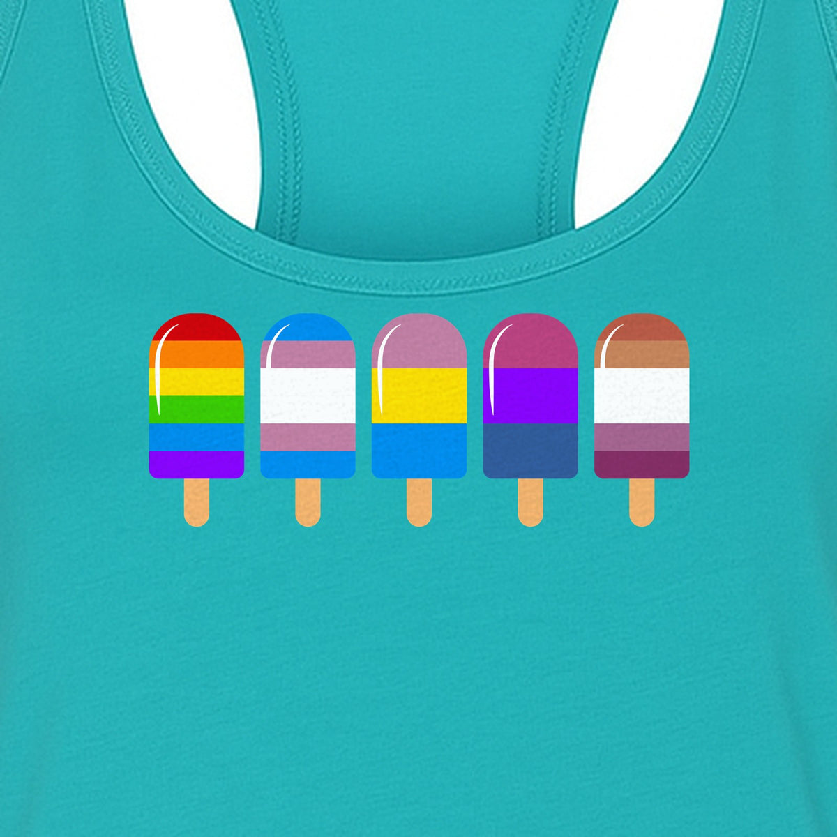 Rainbow Ice Pop Pride Women's Racerback Tank Top for LGBTQIA+ Parades and Everyday Wear