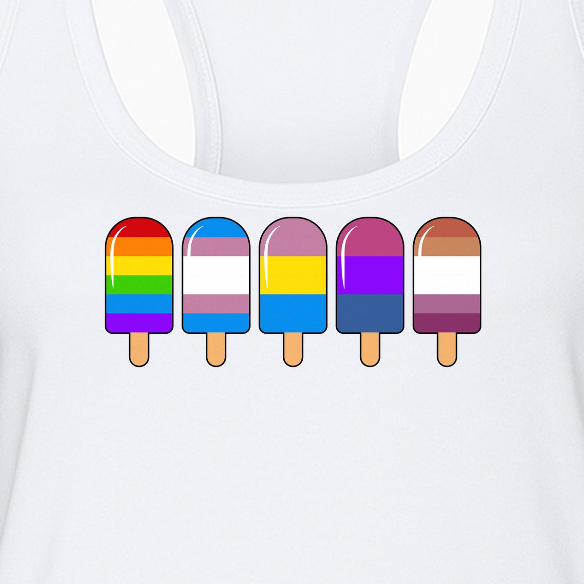 Rainbow Ice Pop Pride Women's Racerback Tank Top for LGBTQIA+ Parades and Everyday Wear