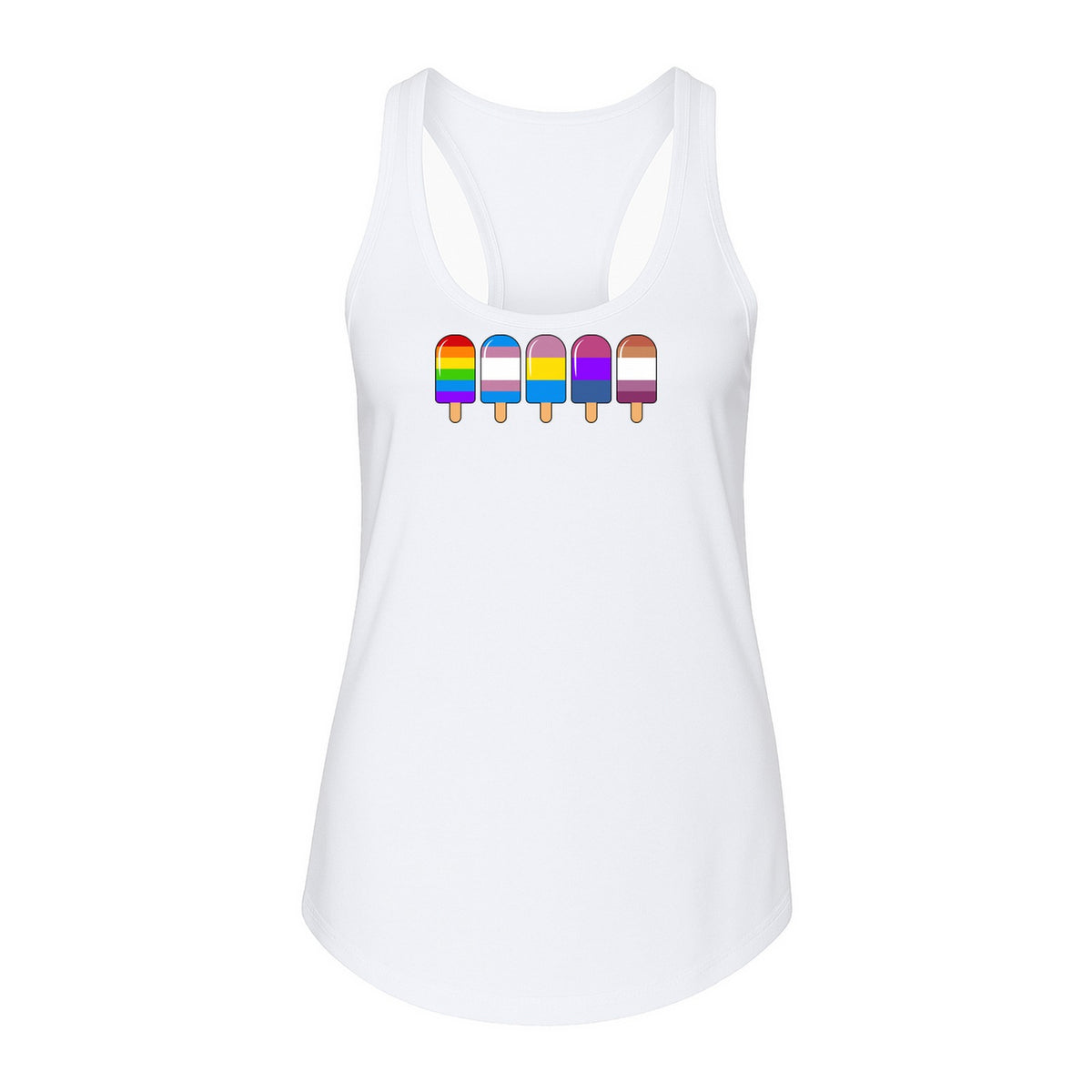 Rainbow Ice Pop Pride Women's Racerback Tank Top for LGBTQIA+ Parades and Everyday Wear