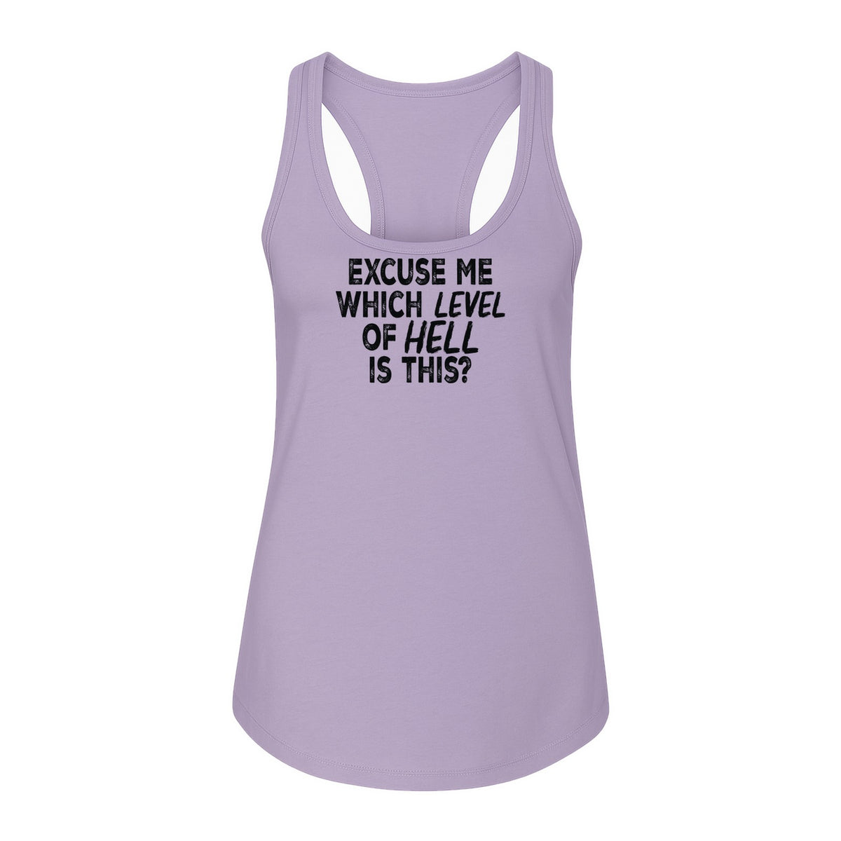Funny Workout Women's Racerback Tank Top, Excuse Me Which Level Of Hell Is This Gym Shirt