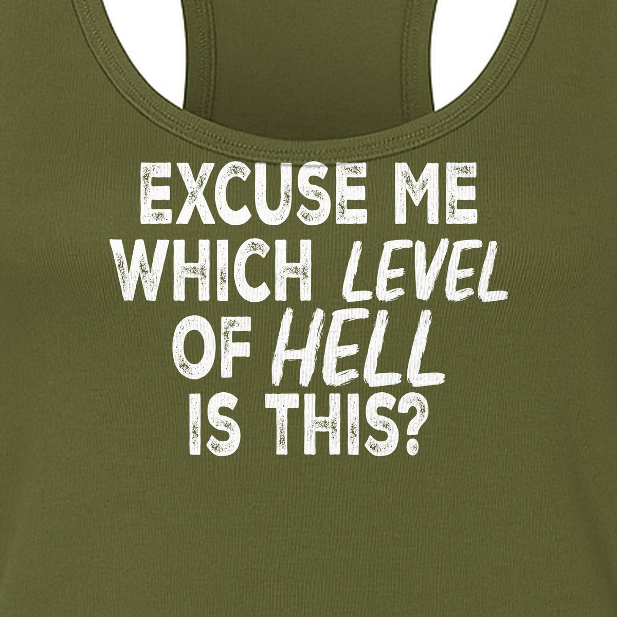 Funny Workout Women's Racerback Tank Top, Excuse Me Which Level Of Hell Is This Gym Shirt
