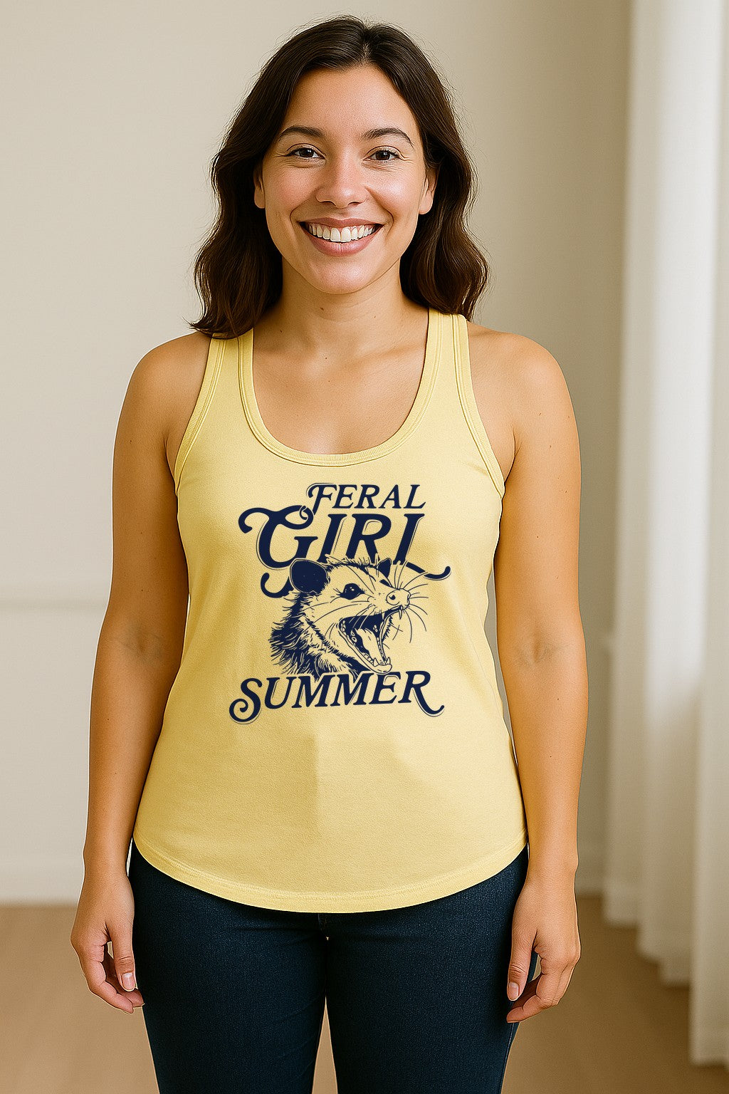 Feral Girl Summer Opossum Women's Racerback Tank Top for Animal Lovers