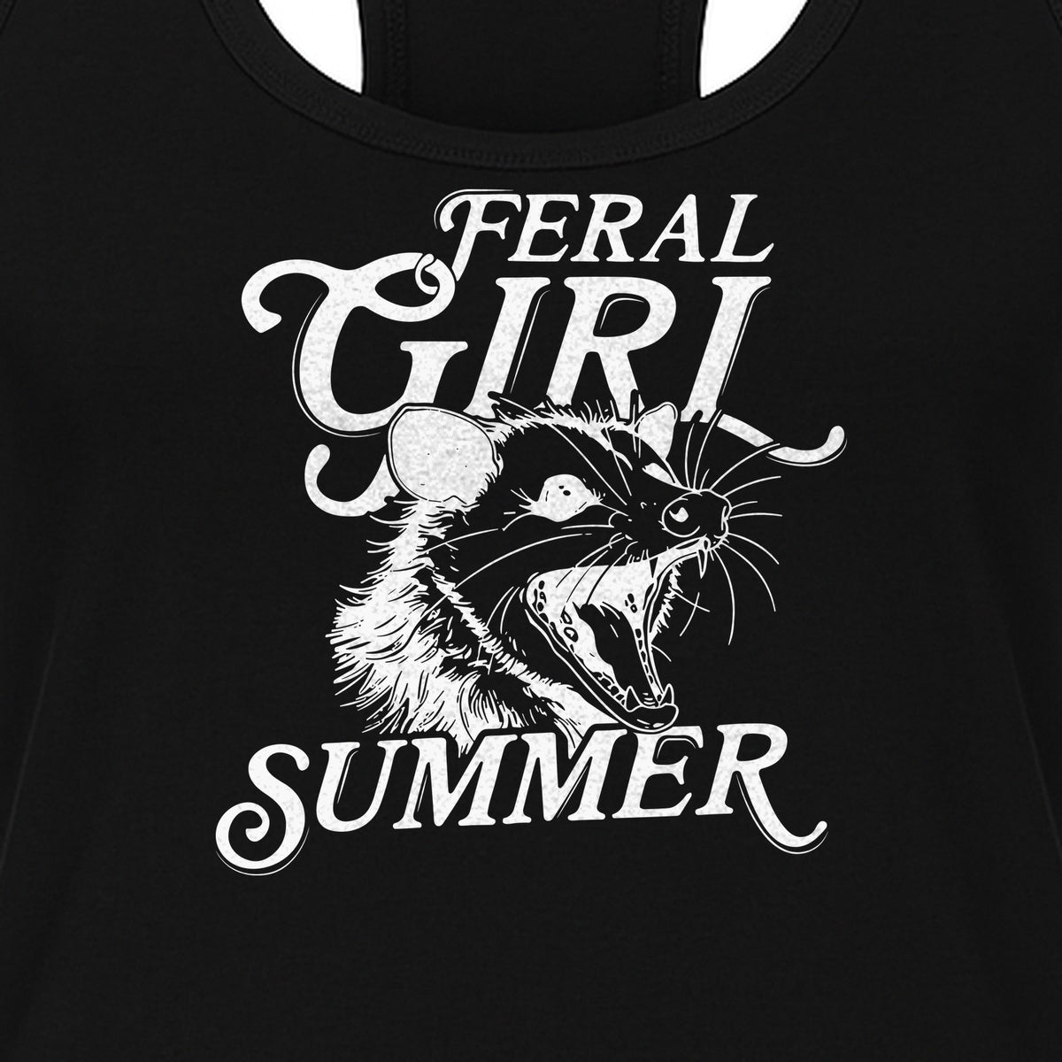 Feral Girl Summer Opossum Women's Racerback Tank Top for Animal Lovers